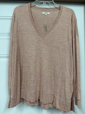 Madewell 1937 LS NWT Relaxed V-Neck Long Sleeve Top - Beige               #186